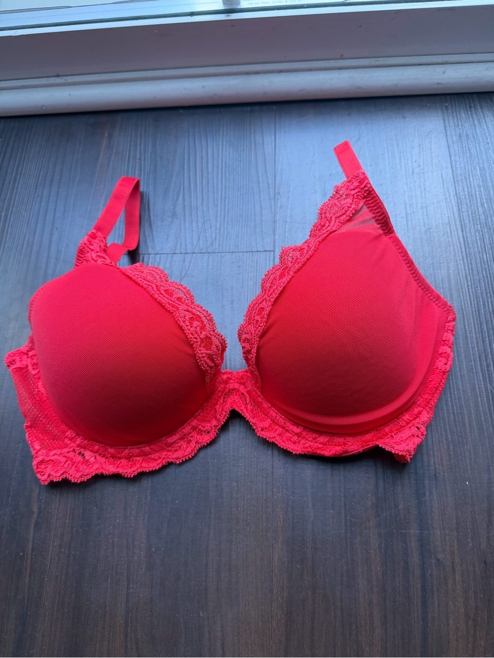 Red Lace Trim Push-Up Bra - Women Intimates